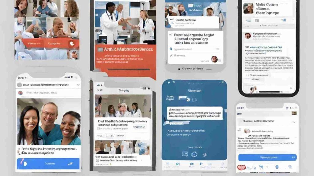 A collage representing social media engagement – informative posts, patient testimonials, and community interaction – reflecting the hospital's active online presence.