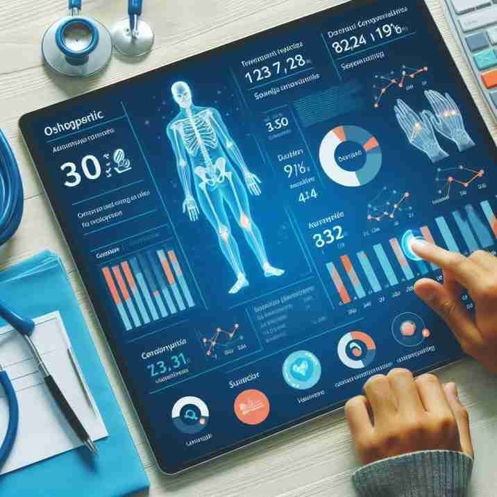 A data analytics dashboard highlighting key metrics for tracking orthopedic marketing campaign success and patient conversion.