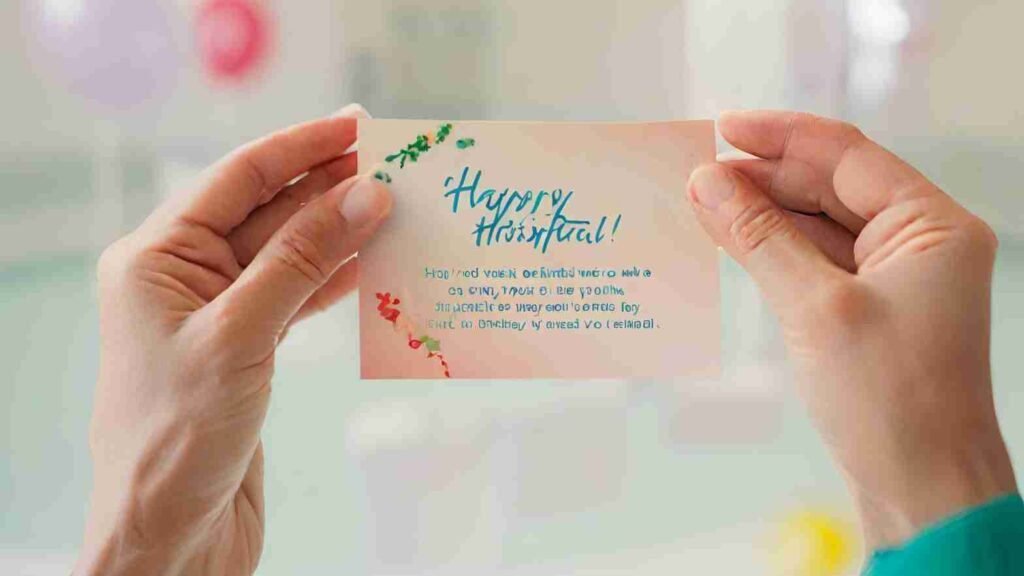 A visual portraying personalized gestures like birthday cards and holiday wishes, symbolizing the hospital's care beyond medical treatment.