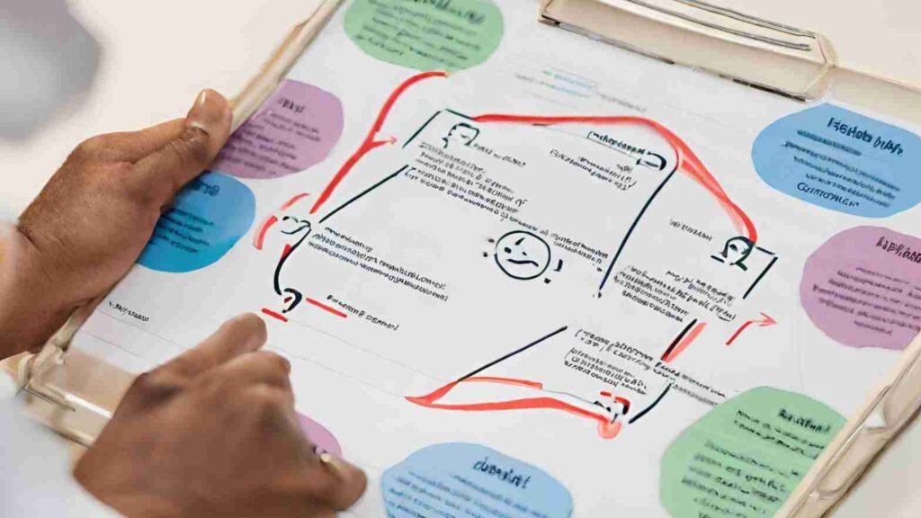 An illustration of a feedback loop, emphasizing the value of patient opinions and the hospital's commitment to improvement.