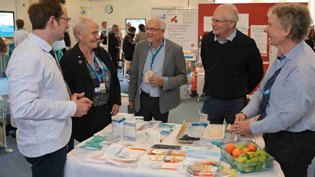 Hospital representatives engaging with the local community at health events.