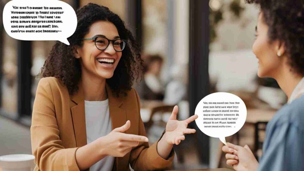 Illustrate a friendly, back-and-forth conversation between a business and a customer, with speech bubbles showing an interactive and engaging dialogue. Highlight the informal and personal nature of these exchanges.