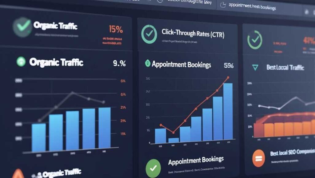 Dashboard displaying SEO KPIs for healthcare practices.